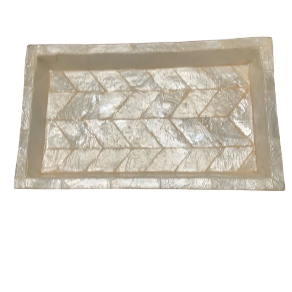 NEW Elegant Mother of Pearl White Small Tray, 10x6